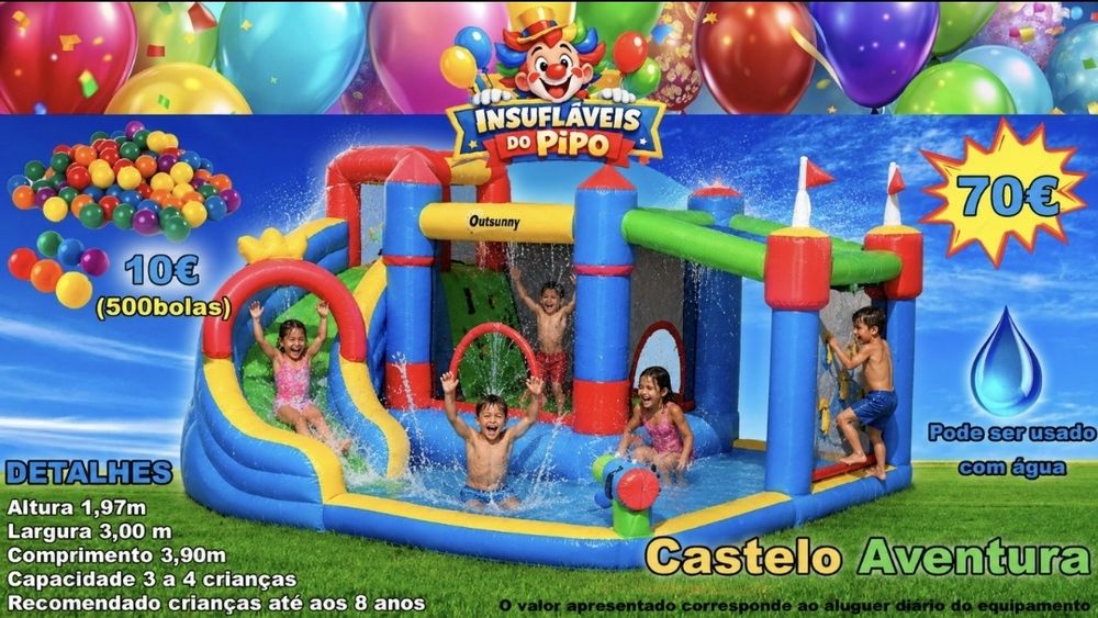 Alugo Insuflável, trampolim e mascotes low cost para animar a festa