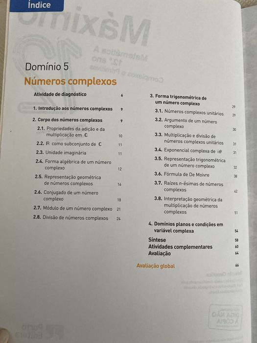 Máximo 12 Complexos e Primitivas - Manual Matemática A 12.ºano
