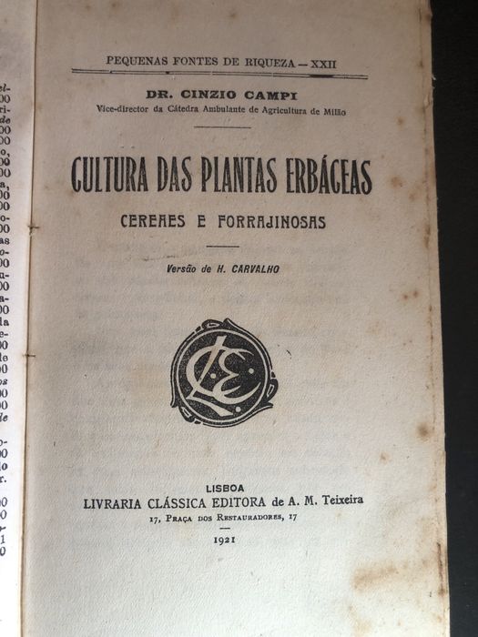 Cultura  das Plantas herbaceas