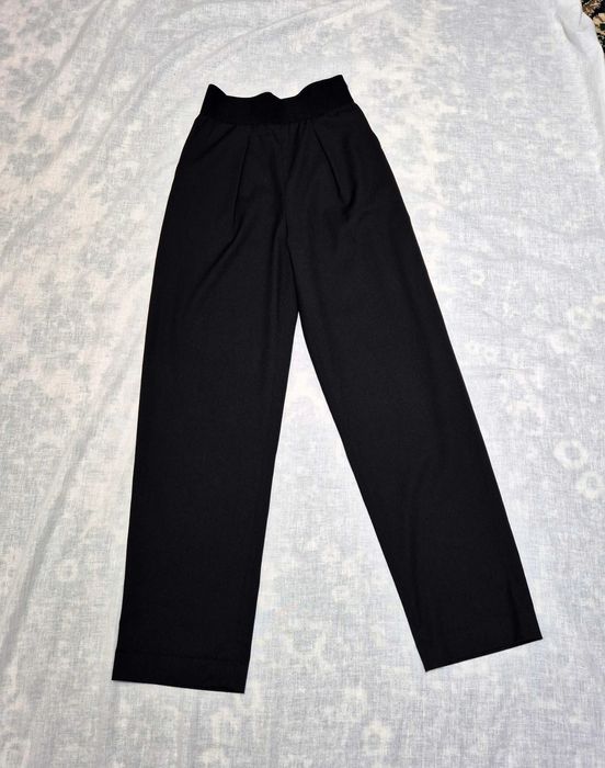 Czarne spodnie z wysokim stanem szerokimi nogawkami ZARA 34 XS