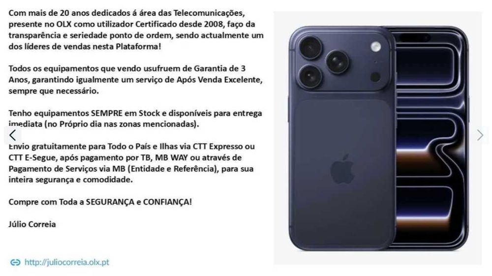 Iphone 17 Pro 256 GB - NOVO em Caixa - Factura e Garantia 3 Anos