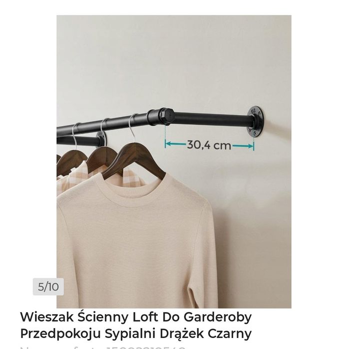Wieszak ścienny,drążek czarny