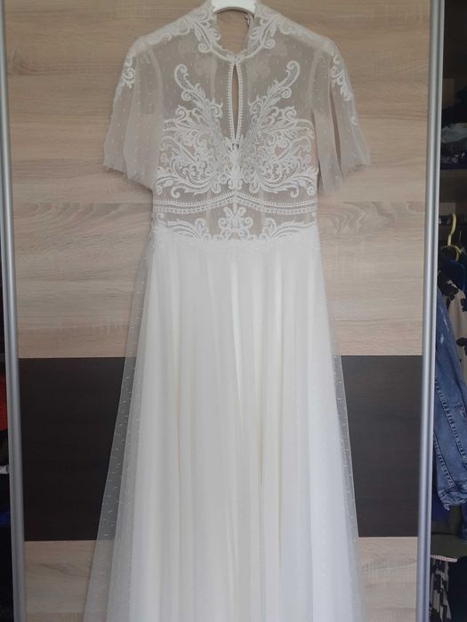 Suknia ślubna boho/rustykalna Ecru