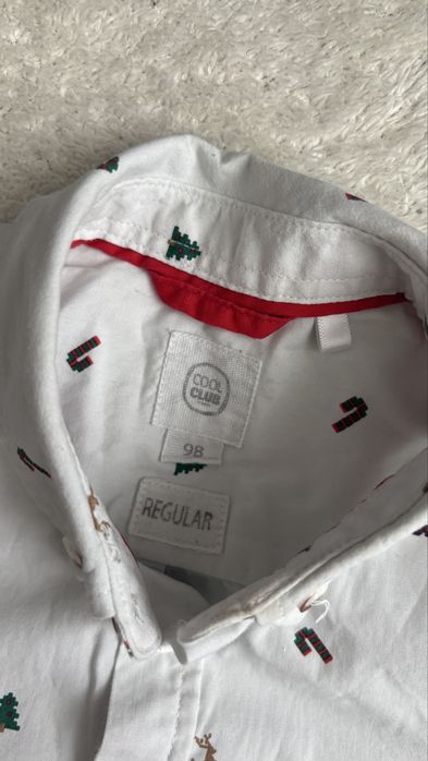 Biała koszula długi rękaw, świąteczna r. 98