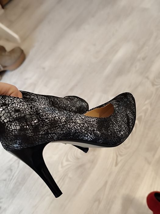 Piękne skórzane buty, buty na obcasie, 37, włoska skóra