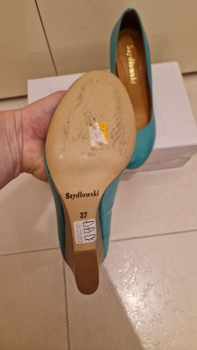 Buty na platformie skóra zielone Szydłowski
