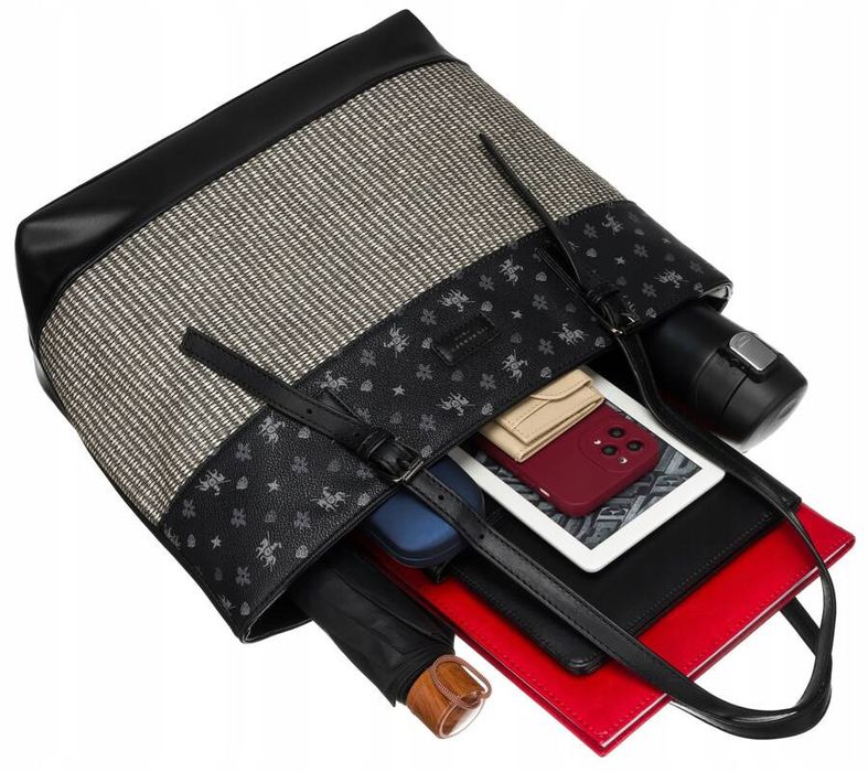 duża shopperka damska na regulowanych uchwytach - david jones