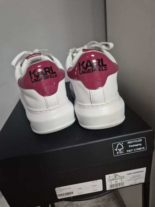 Karl Lagerfeld Kapri Ikon Sketch Lo Lace sneakersy białe burgundowe r. 38