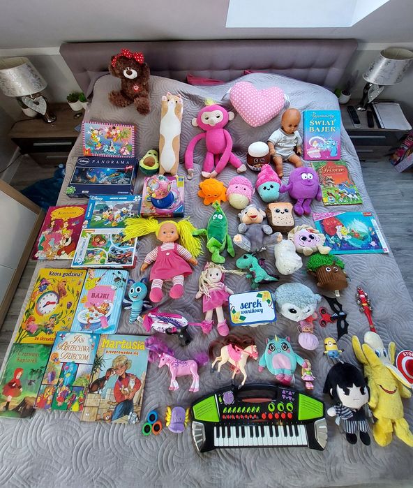 Zabawki, zestaw XXL, książki, puzle, pluszaki, lalki, organki