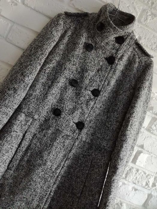 Stradivarius 36 38 wiosenny płaszcz dwurzędowy wełna wiskoza