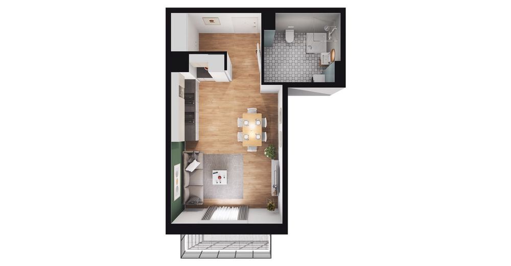 1-pokojowe mieszkanie 34 m² + balkon Bez Prowizji - Widok 3