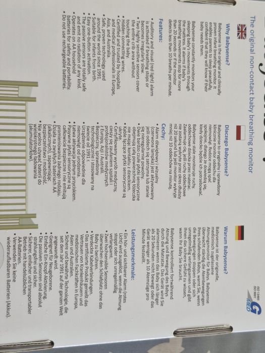 Monitor oddechu. Sensor babysense7