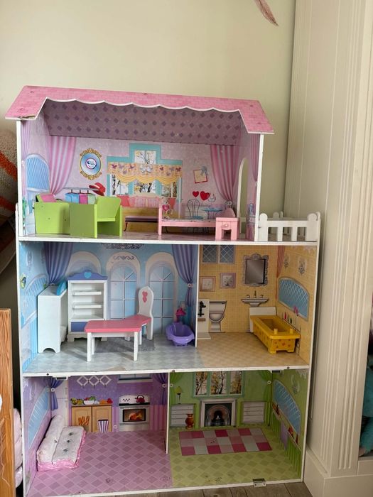 Duży domek dla lalek Barbie  XL z akcesoriami i tarasem