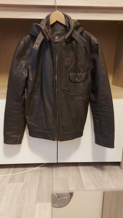 Kurtka skórzana z kapturem - stan bardzo dobry