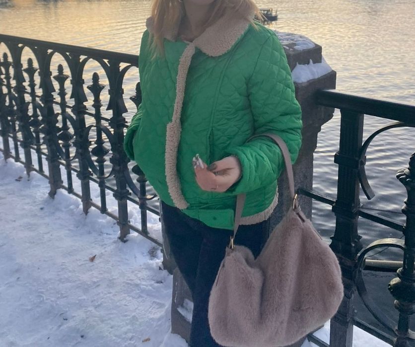 Стьобана Куртка-Авіатор в Насиченому  Зеленому Кольорі