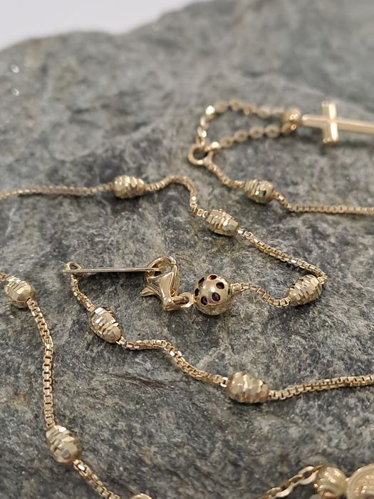 Śliczny złoty Różaniec Pr.585 45 cm Pełny Ocechowany