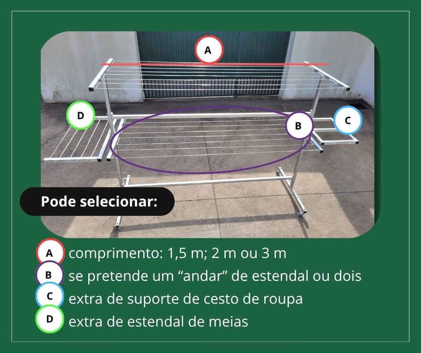 Estendal de roupa em Tubo galvanizado