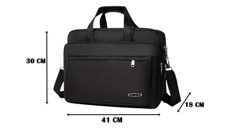 Torba na laptopa M1 czarna 41/30/18/47cm pogrubiony Oxford duża trwała