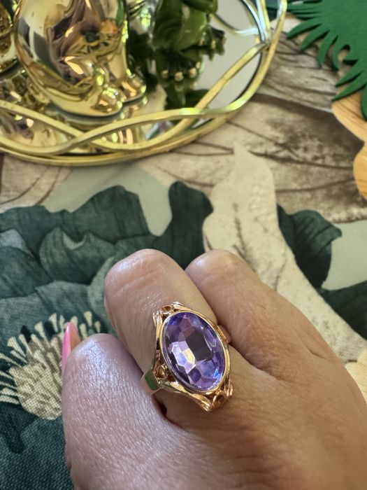 Pierścionek kamień fioletowy Premium
