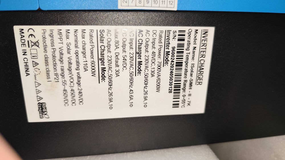 Гібридний інвертор Easun ISOLAR-SMH-II-7K 6200W 48в