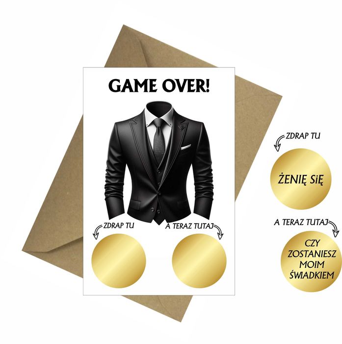 Zdrapka - prośba o bycie świadkiem humorystyczna  z KOPERTĄ