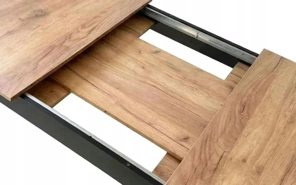 NOWY Stół Rozkładany 120/160x80 cm Duży z Krzesłami Do Kuchni Jadalni Salonu Stół Dąb Craft Czarny i Krzesła Kuchenny Meble do Domu Zestaw Komplet FV!