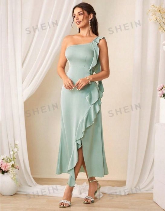 Elegancka sukienka mięta wesele S