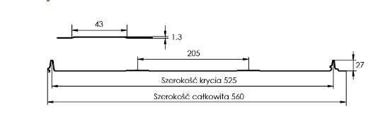 Panel na rąbek PHR 560, trapez 2 POLAR MAT 40 lat gwarancji