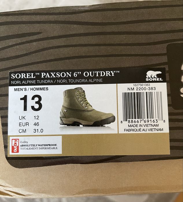 Зимние ботинки SOREL  PUXSON 6 13 US (31cm)