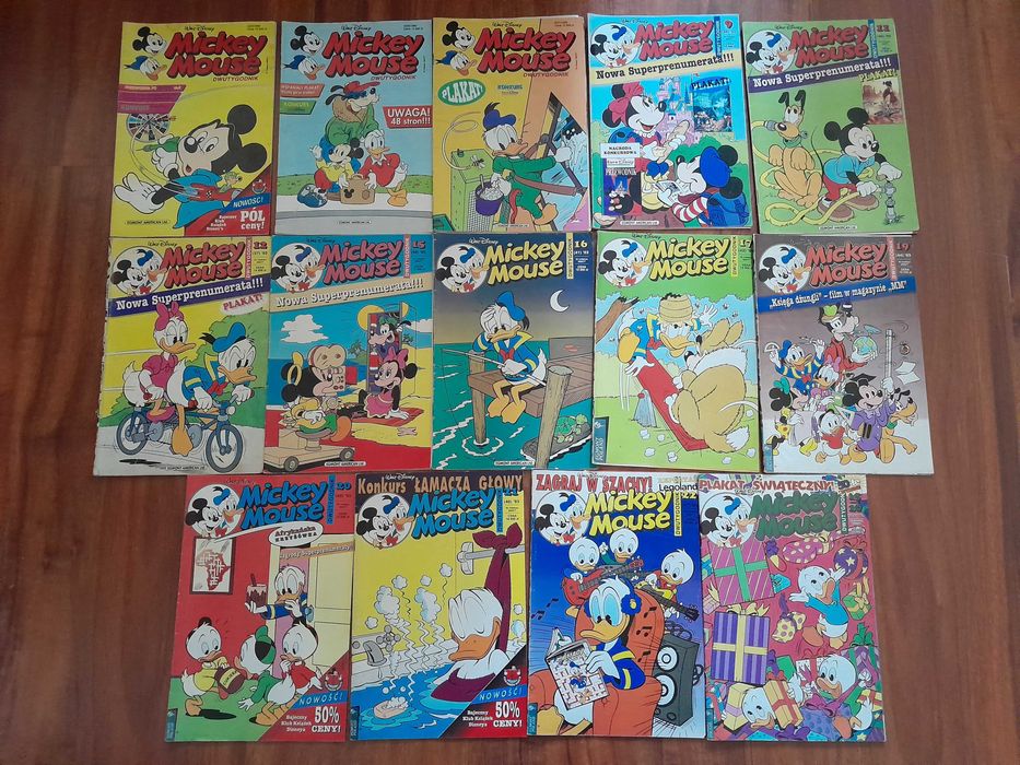 Komiksy Mickey Mouse z plakatami