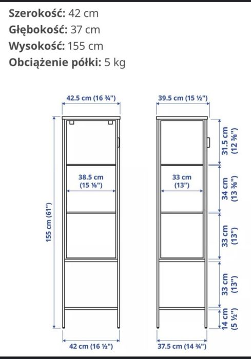 Witryna Ikea Rudsta matalowo-szklana