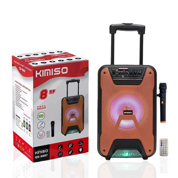 coluna de som Bluetooth portátil Kimiso com microfone com fio e garantia novas