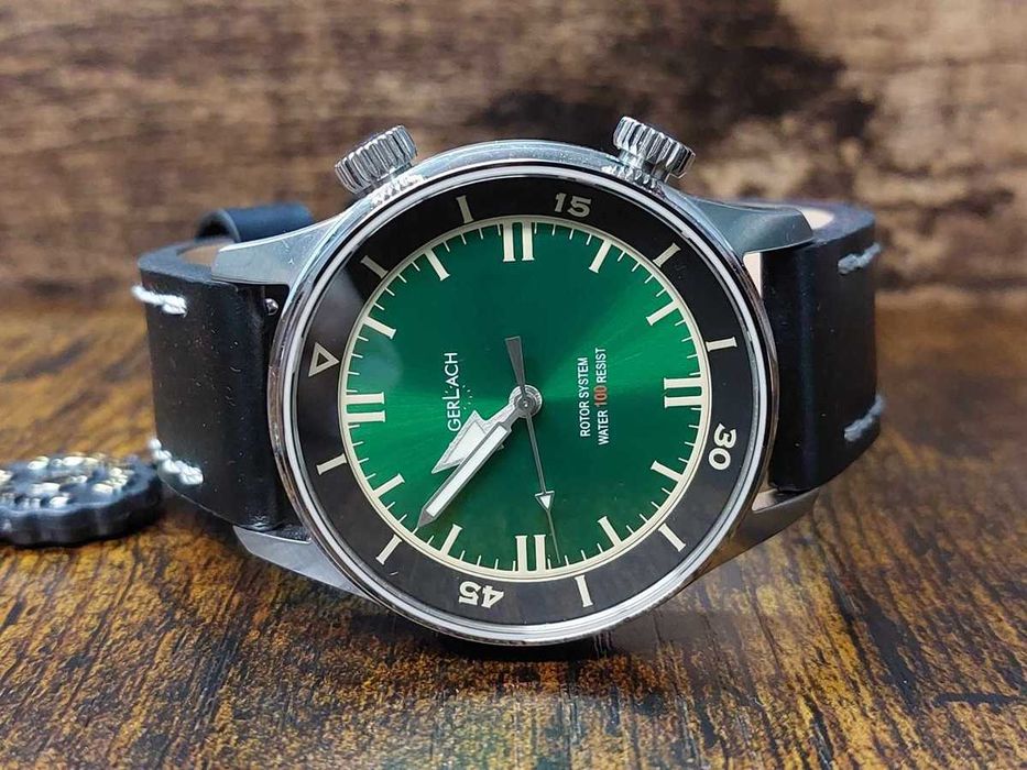 Zegarek męski Navigator zielony automatyczny Gerlach NOWY GWARANCJA