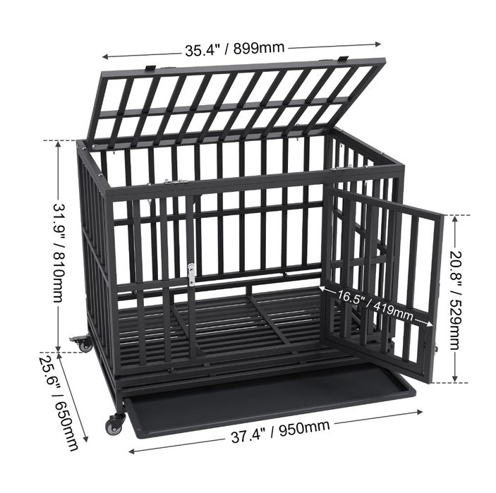 Crate VEVOR Heavy Duty para Cães - Dimensões: 95 × 65 × 81