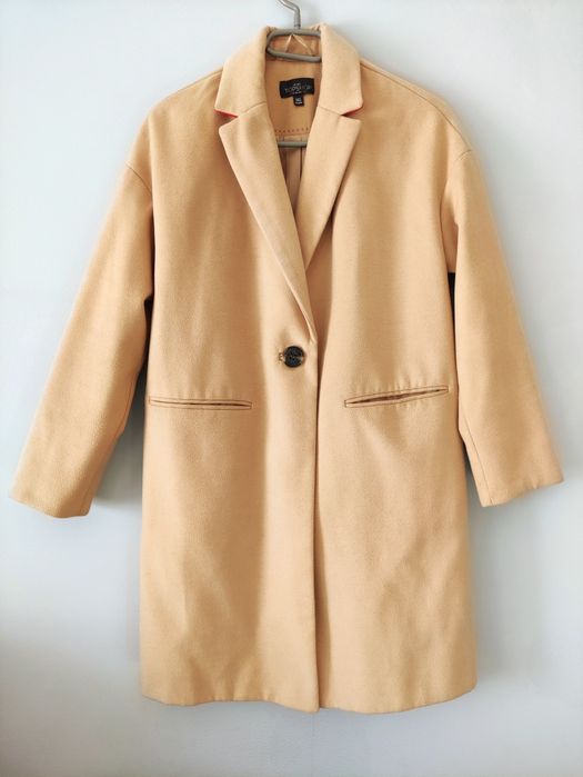 Świetny klasyczny elegancki płaszcz XS 34 TopShop Petit oversize kołni