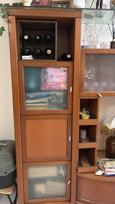 Estante de Sala em Madeira Maciça com Vitrines