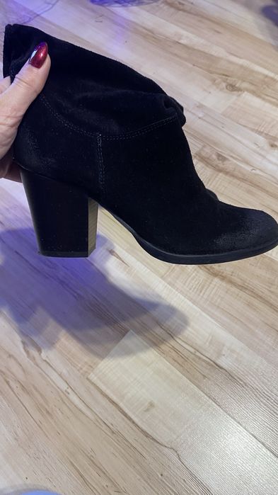 Buty kozaki botki kowbojki czarne marszczone damskie 37