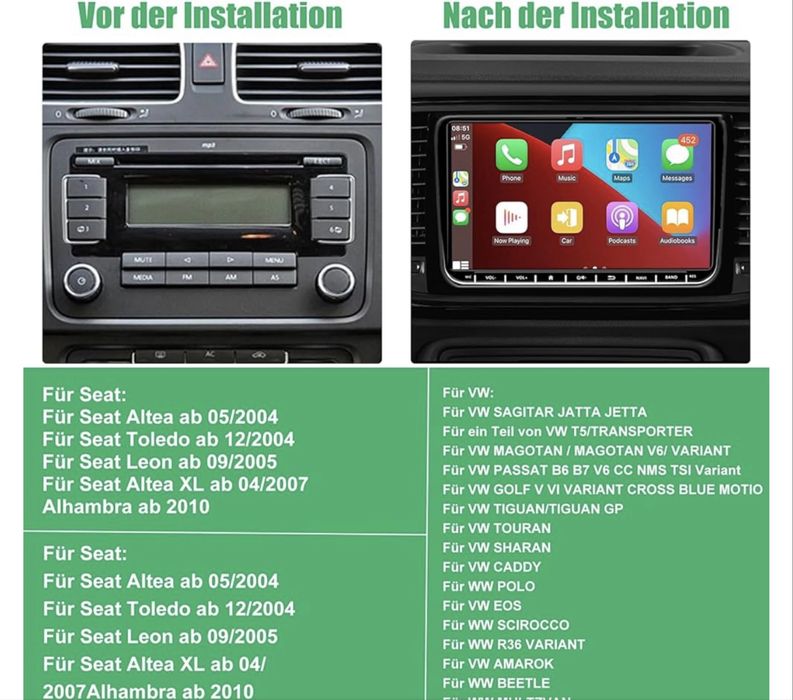 Автомагнітола Semaitu ,Android 12 CarPlay, 9-дюймовий сенсорний екран