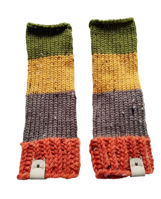 Kolorowe mitenki z serii "Tweed", z wełną, handmade