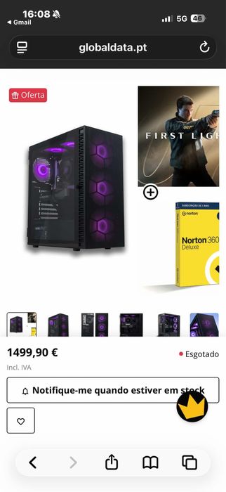 Computador Mach 2 Gamer-PC Ryzen 5 7500F 32GB DDR5 1TB RTX 5060 Ti 16GB WiFi W11