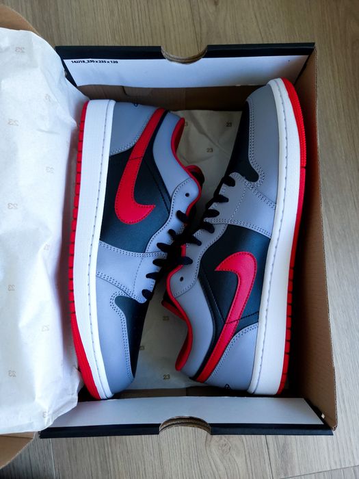OKAZJA Nike Air Jordan 1 Low 46 męskie czarne czerwone jordan1 box 30cm