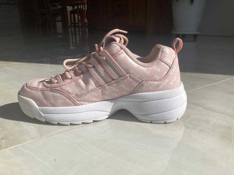 Fila Różowe Sneakersy Damskie w białe loga