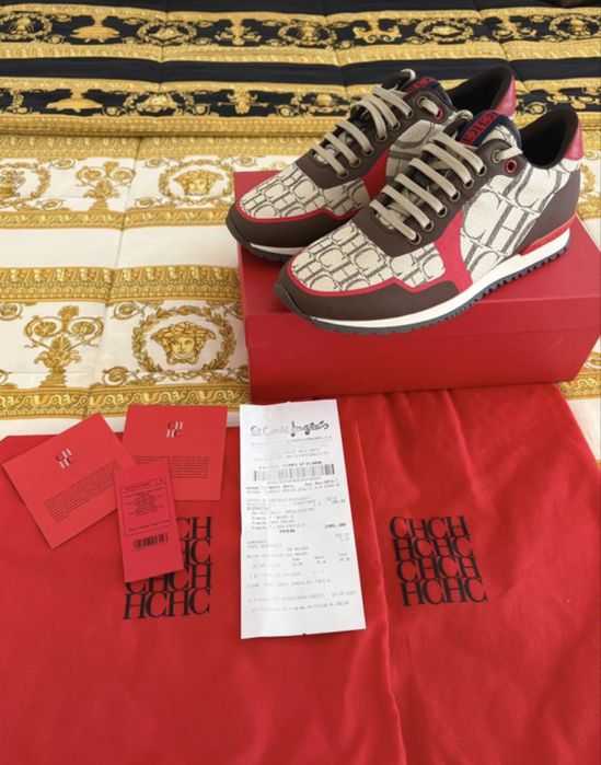 Sapatilhas Carolina Herrera CH Beige/Vermelho 38