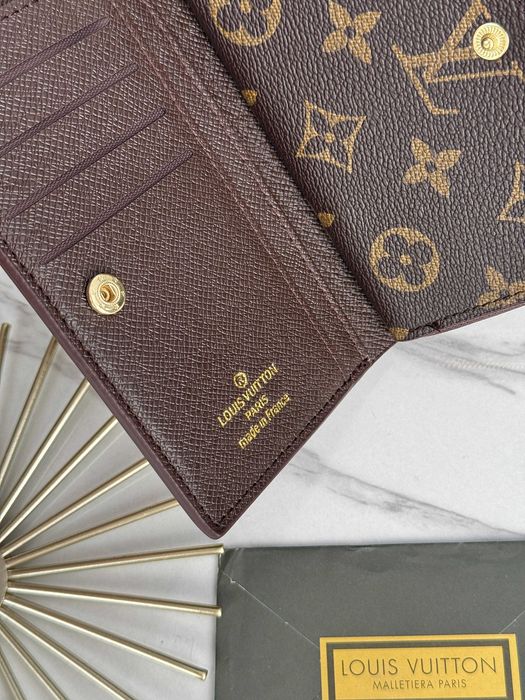 Кошелек женский Louis Vuitton книжка коричневый черный Луи Виттон