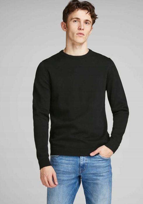 Jack&jones sweter dopasowany czarny męski klasyczny m 7aa