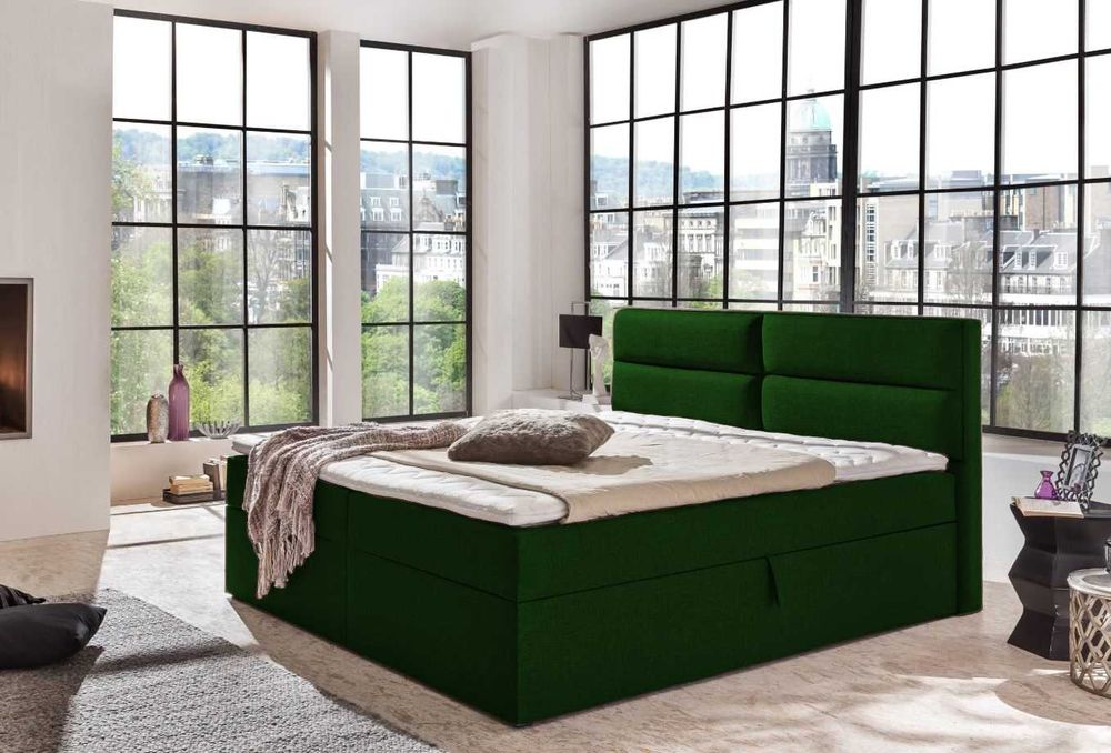 Łóżko kontynentalne z pojemnikiem i materacami.Komfortowo śpij-dostawa