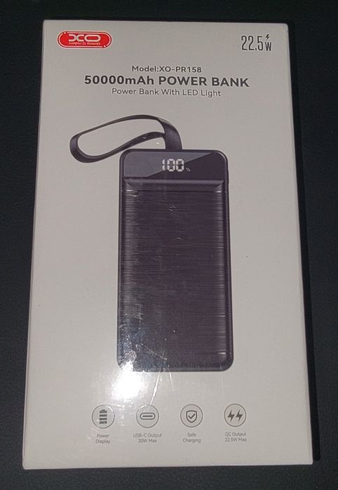 Павербанк XO PR158 50000 mAh USB-C 3xUSB-A Black