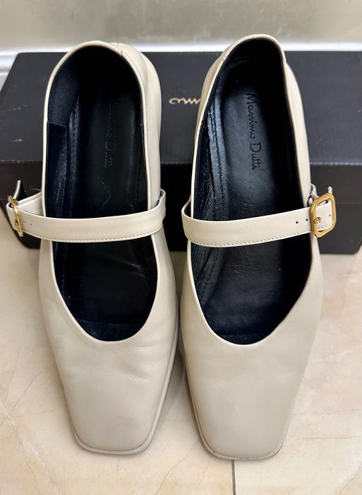 Massimo Dutti шкіряні балетки мері джейн бежеві кожаные бежевые туфли