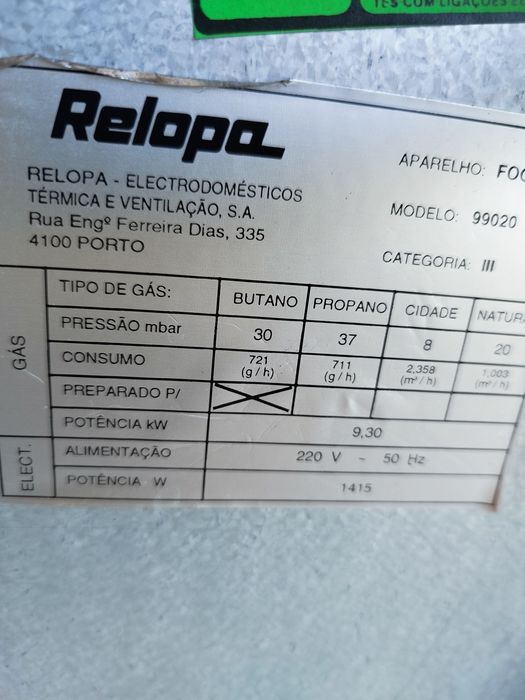 Fogão a gás e elétrico Relopa