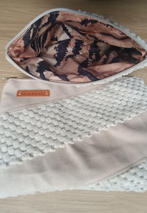 Saszetka kosmetyczka organizer welur handmade